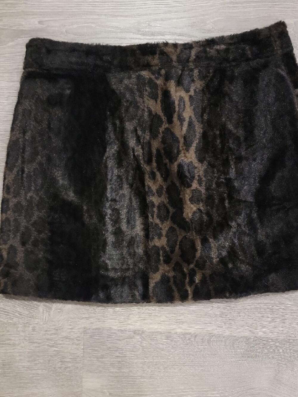 Betsey Johnson Faux Fur Leopard Print Mini Skirt - Black/Brown - Picture 5 of 7